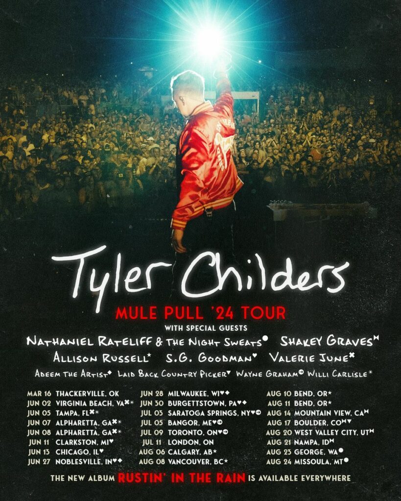 Tyler Childers Mule Pull '24 Tour Poster, with list of special guests and tour dates